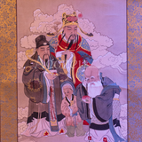 Fu Lu Shou (happiness, wealth and longevity) - Feng Shui Master Silk Painting