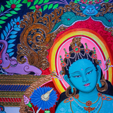 Green Tara - Gilded Luminous Oil Painting